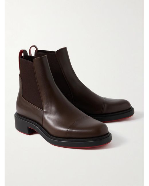 Christian Louboutin Brown Urbino Leather Chelsea Boots for men