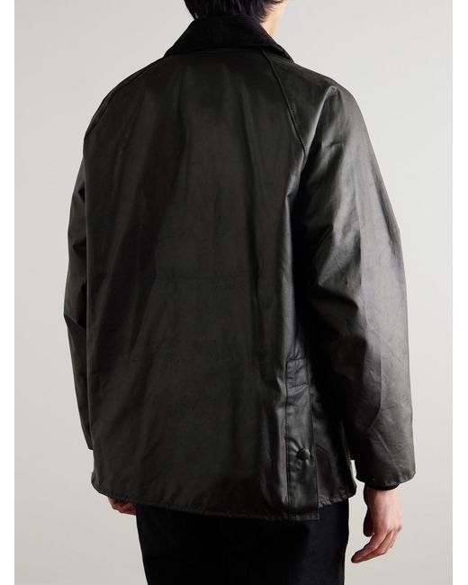 Barbour Black Bedale Corduroy-Trimmed Waxed-Cotton Jacket for men