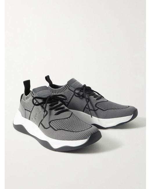 Berluti Shadow Sneakers aus Stretch-Strick mit Besatz aus Venezia-Leder in Gray für Herren