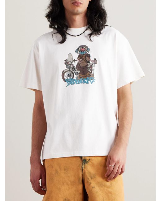 Brain Dead White Moto Hiker Printed Cotton-jersey T-shirt for men