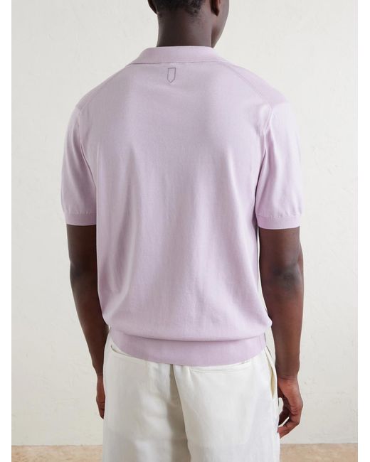 Canali Pink Cotton And Silk-Blend Polo Shirt for men