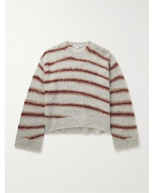 Acne Gray Kwatta Striped Brushed-knit Sweater for men