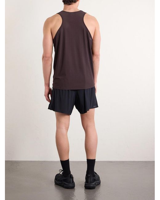 Satisfy Brown Embellished Logo-Appliquéd Space-O Mesh Tank Top for men