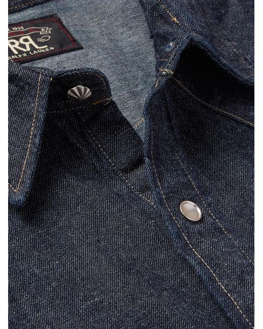 RRL Blue Slim-Fit Denim Western Shirt for men