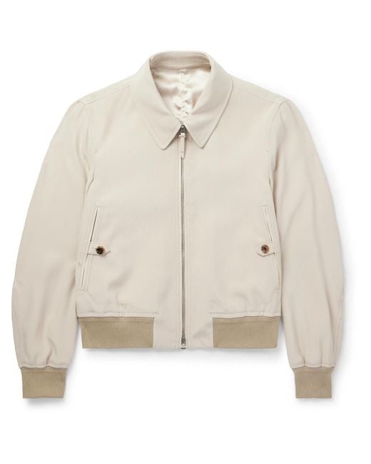 Tom Ford Men's Natural Reversible Leather-Trimmed Silk-Satin And Silk-Crepe Bomber Jacket