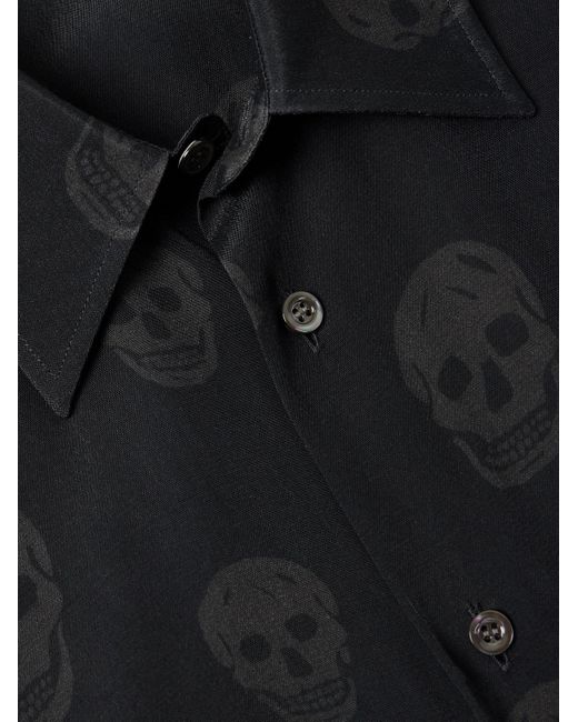 McQueen Blue Printed Satin Shirt for men