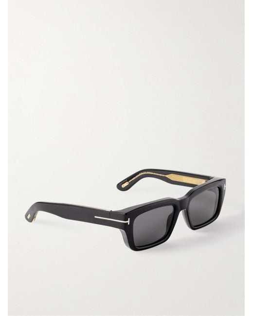 Tom Ford Black Icon Rectangular-frame Tortoiseshell Acetate Sunglasses for men