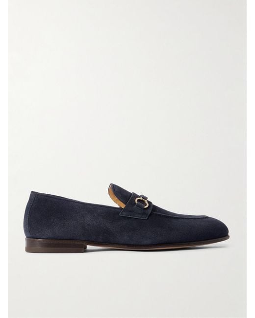 Brunello Cucinelli Blue Embellished Suede Loafers for men