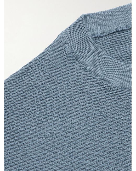 Eleventy Blue Slim-Fit Ribbed Cotton T-Shirt for men