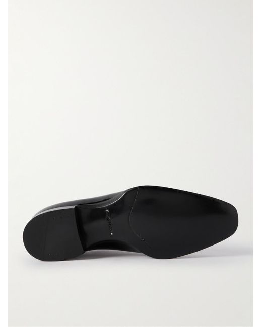 Tom Ford Black Elkan Whole-Cut Patent-Leather Oxford Shoes for men