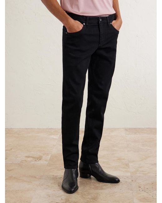 Dolce & Gabbana Black Slim-fit Straight-leg Logo-appliquéd Jeans for men