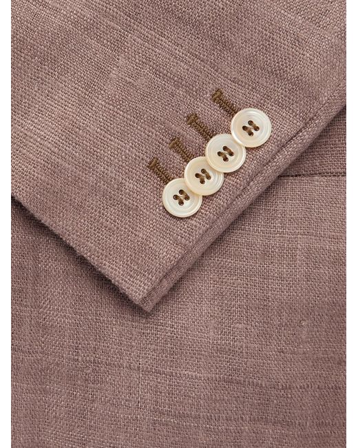 Drake's Brown Double-breasted Silk Blazer for men