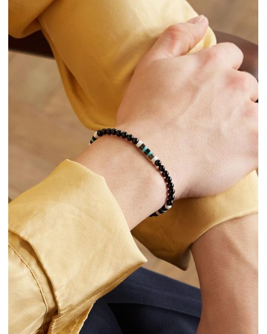 Mikia Armband mit Zierperlen aus mehreren Steinen und Details aus Sterlingsilber in Metallic für Herren