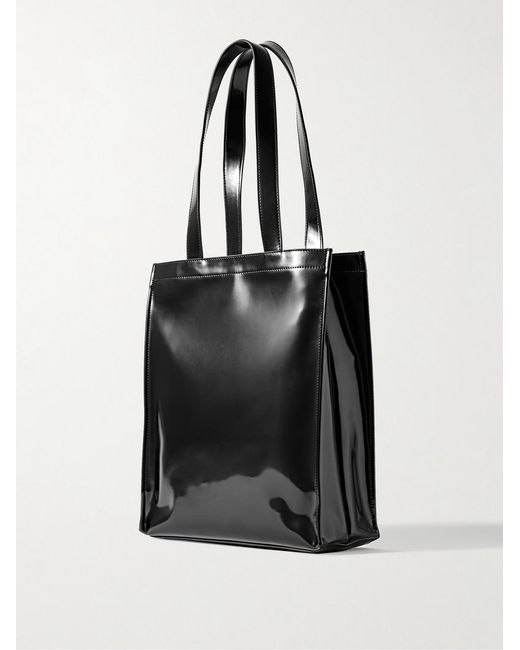 Acne Black Logo-Embossed Faux Glossed-Leather Tote Bag for men