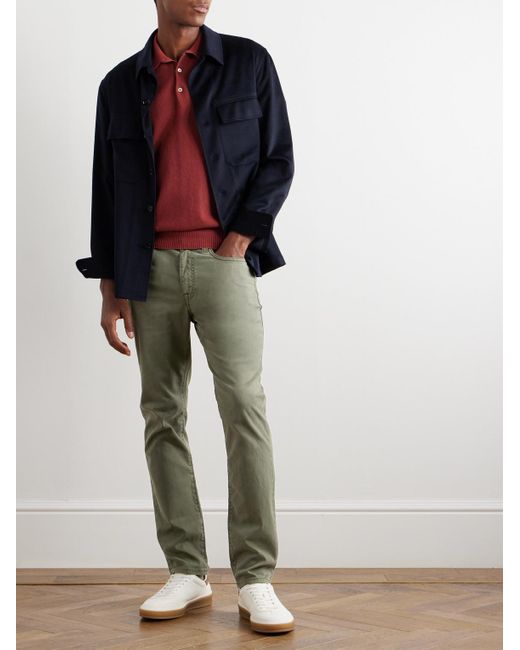 Boglioli Green Straight-leg Cotton-blend Trousers for men