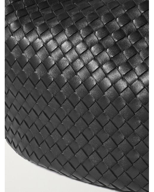 Bottega Veneta Black Intrecciato Leather Messenger Bag for men