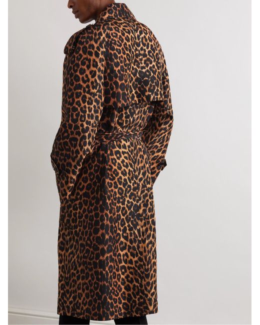 Saint Laurent Brown Leopard-print Silk-voile Trench Coat for men