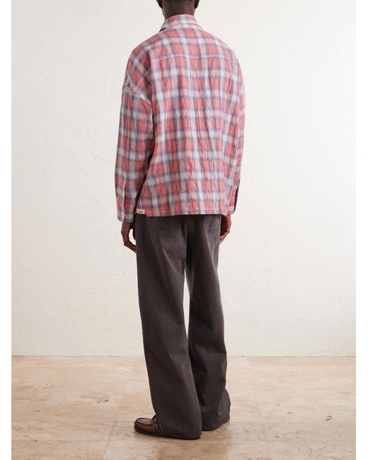 NAHMIAS Pink Checked Cotton-Blend Shirt for men