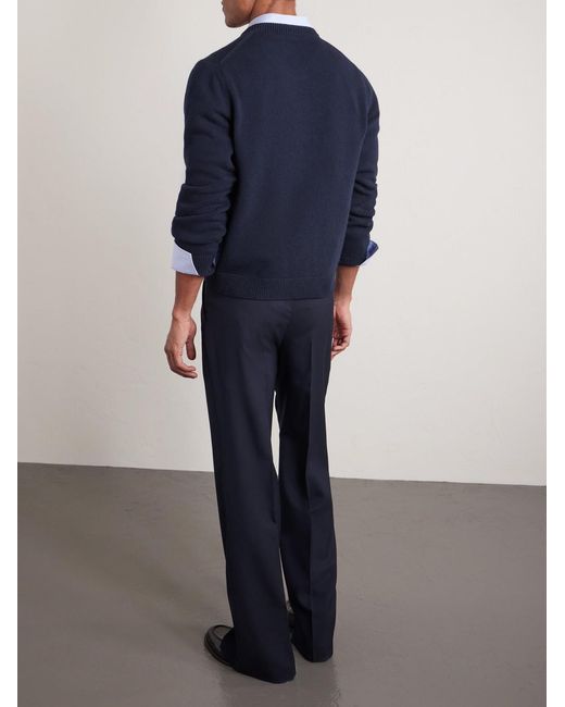 Gucci Blue Logo-Intarsia Wool Sweater for men