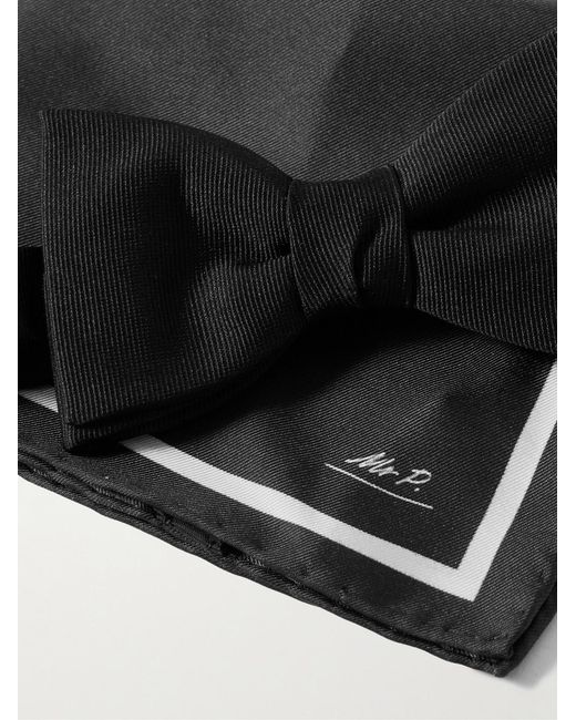 Mr P. White Silk Bow-Tie And Pocket Square Set for men