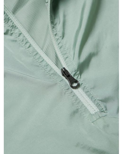 Amomento Green Nylon Half-Zip Hooded Jacket for men