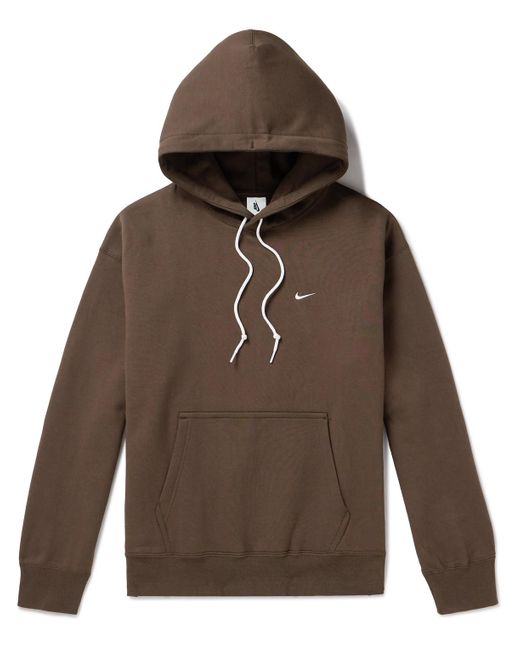 Nike Brown Solo Swoosh Logo-embroidered Cotton-blend Jersey Hoodie for men
