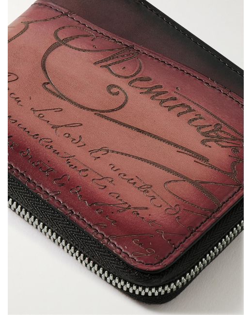 Berluti Red Itauba Scritto Venezia Leather Zip-around Wallet for men