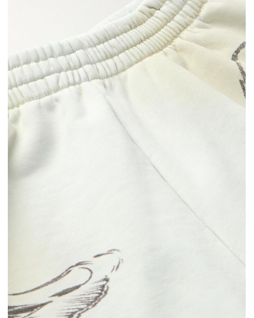 Balenciaga White Wide-leg Printed Distressed Cotton-jersey Sweatpants for men