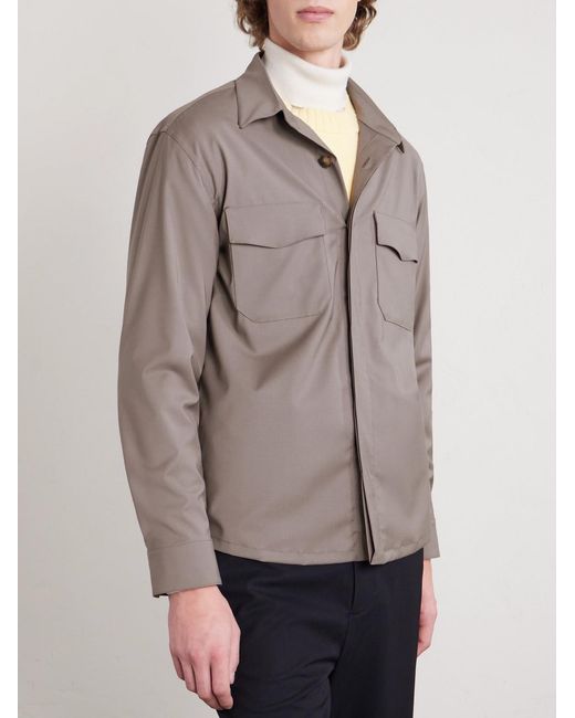 Canali Gray Wool-Blend Overshirt for men