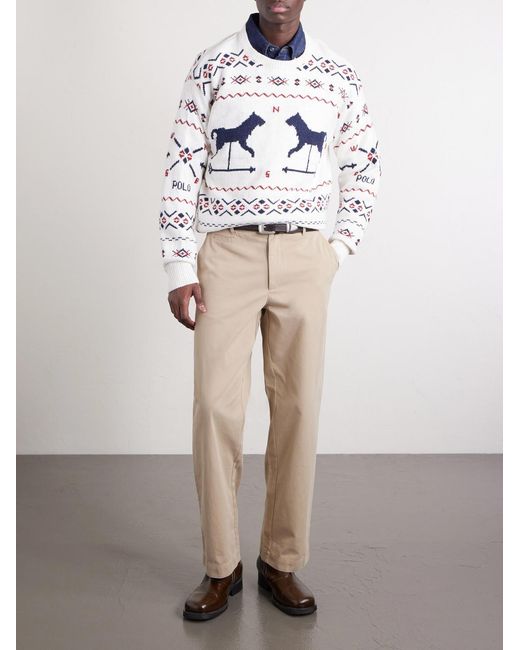 Polo Ralph Lauren Gray Weathervane Intarsia Cotton, Linen And Cashmere-Blend Sweater for men