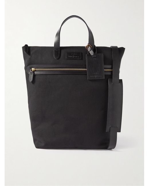 Polo Ralph Lauren Black Leather-trimmed Canvas Tote Bag for men