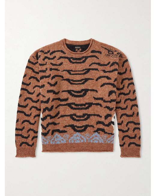 Kapital Brown Nepal Tiger Intarsia Wool-Blend Sweater for men