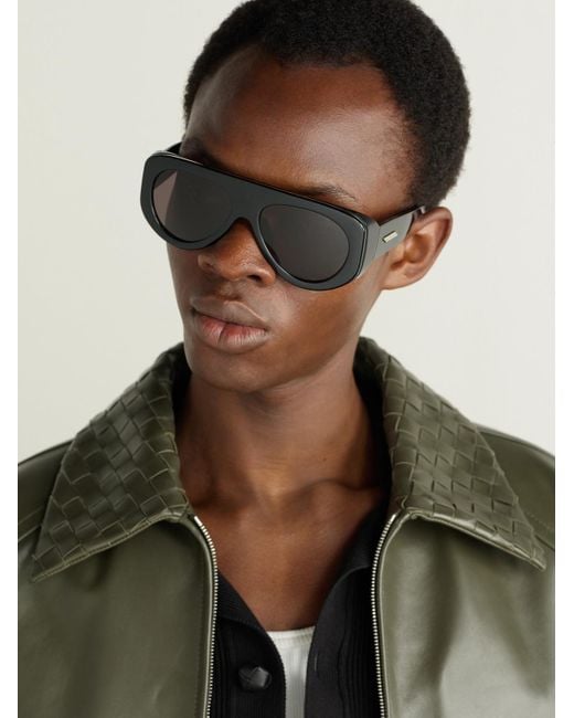 Bottega Veneta Black Aviator-Style Acetate Sunglasses for men