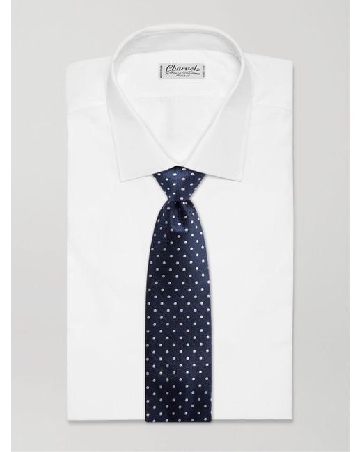 Favourbrook Pickwick Krawatte aus Seiden-Jacquard mit Punkten in Blue für Herren