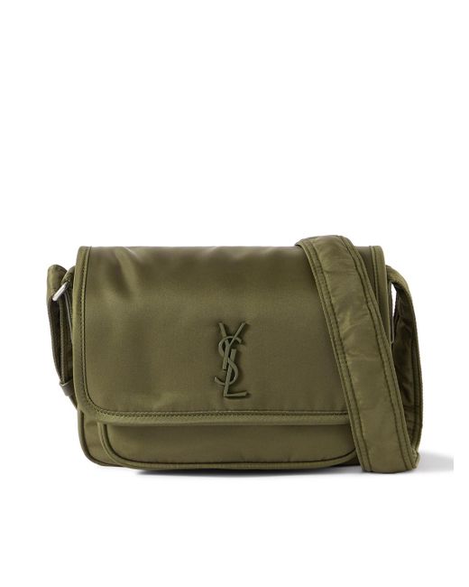 Saint Laurent Green Niki Small Logo-Embellished Leather-Trimmed Shell Messenger Bag for men