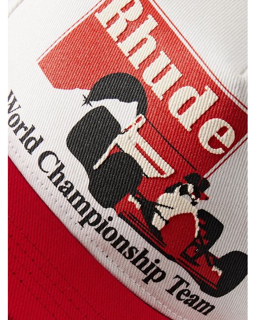 Rhude Red Logo-Print Cotton-Twill Baseball Cap