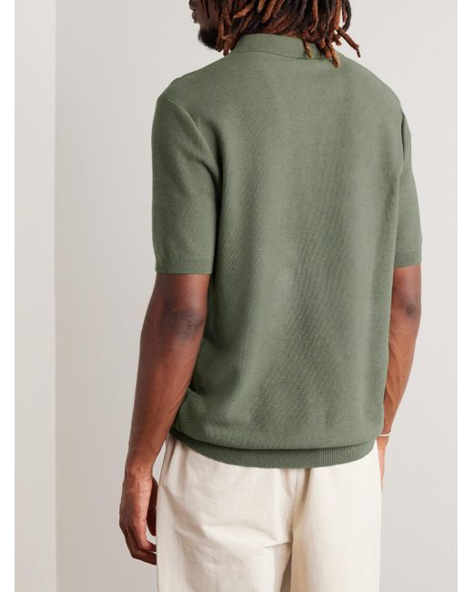 Sunspel Schmal geschnittenes Polohemd aus Baumwoll-Piqué in Green für Herren
