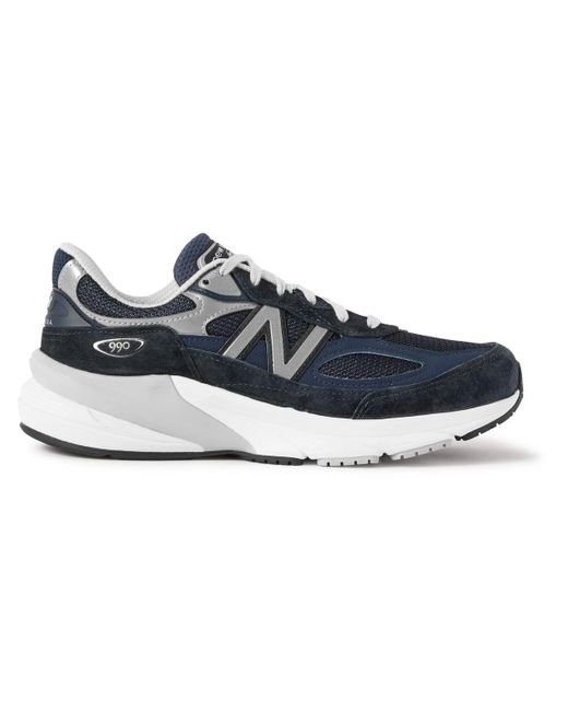 New Balance Blue 990 V6 Leather-trimmed Suede And Mesh Sneakers for men