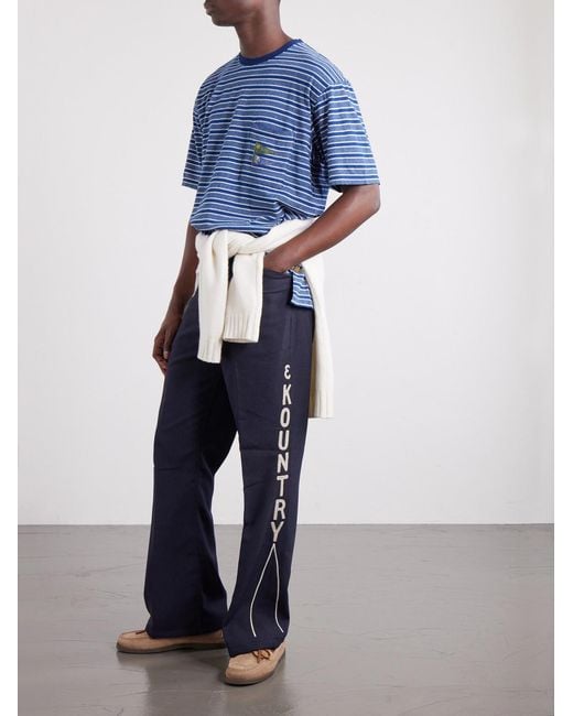 Kapital Blue Daddy's Ox Flared Twill Trousers for men