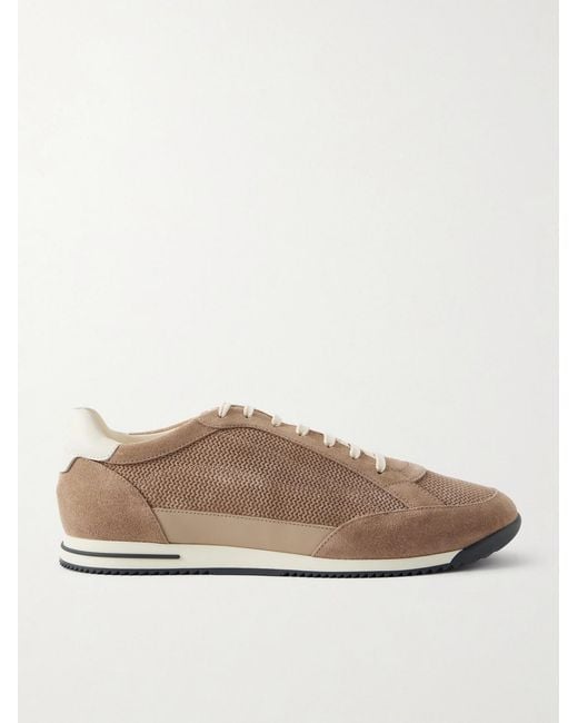 Brunello Cucinelli Natural Leather-trimmed Suede Sneakers for men
