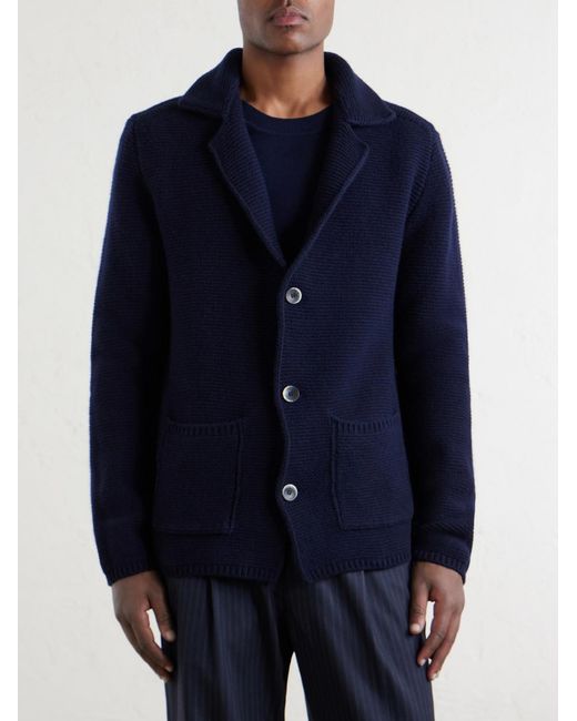 Altea Blue Knitted Virgin Wool Blazer for men