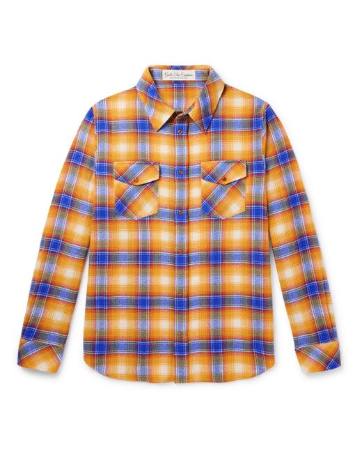 God's True Cashmere Orange Checked Cashmere Shirt for men