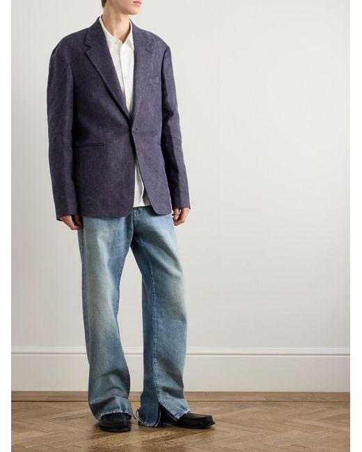 Our Legacy Shinjuku Oversized-Sakko aus strukturiertem Leinen in Blue für Herren