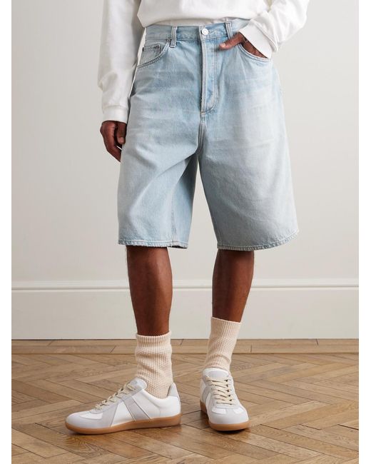 Agolde Blue Skater Straight-Leg Denim Shorts for men