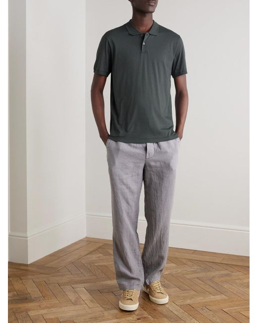 James Perse Black Luxe Lotus Cotton-Jersey Polo Shirt for men