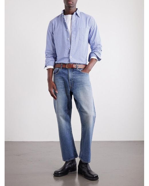 Beams Plus Blue Straight-Leg Paint-Splattered Jeans for men