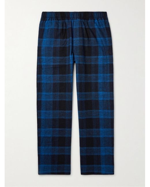 Calvin Klein Blue Checked Cotton-flannel Pyjama Trousers for men