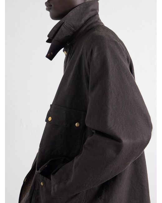 A.PRESSE Black Corduroy-Trimmed Cotton-Blend Jacket for men