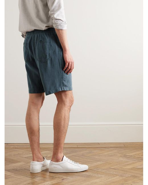 Altea Blue Straight-leg Lyocell And Linen-blend Twill Bermuda Shorts for men