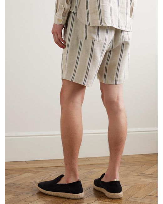 Oliver Spencer Natural Osborne Straight-leg Striped Linen Shorts for men